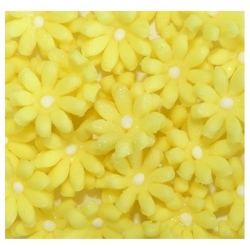 Kwiaty cukrowe na tort stokrotka żółty 10 szt